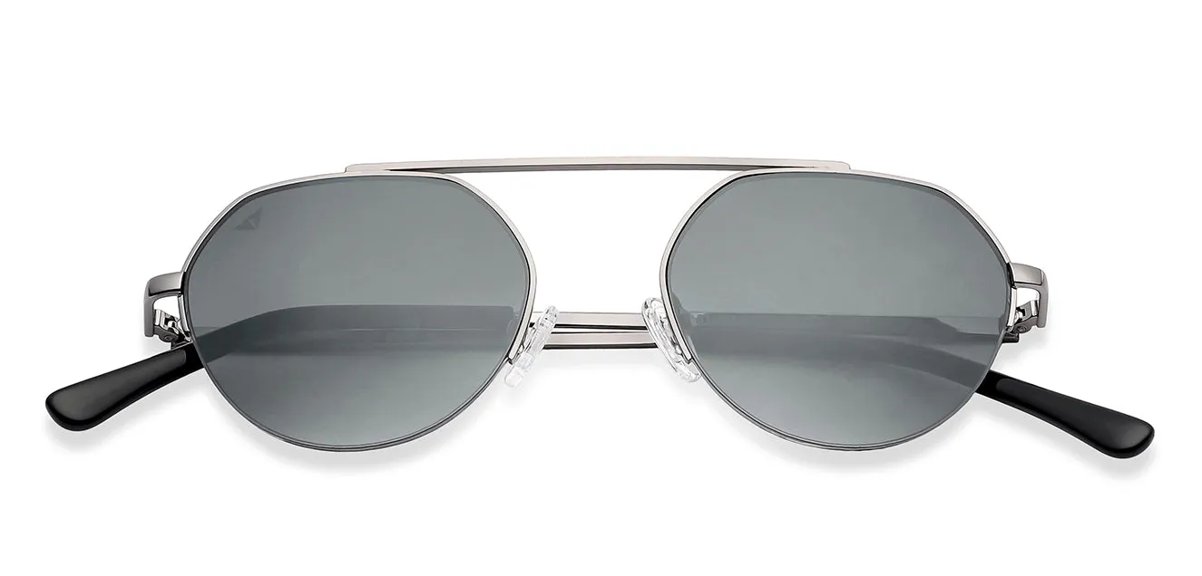 Gunmetal Round Half Rim Unisex Sunglasses by Vincent Chase-148925