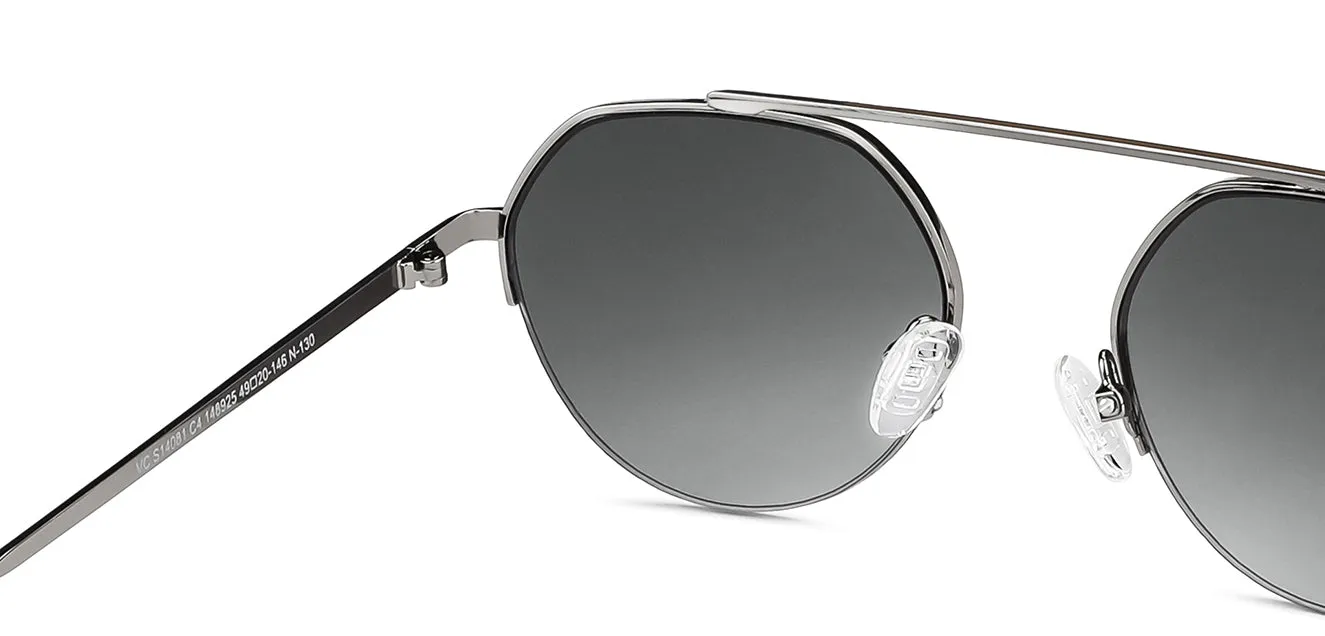 Gunmetal Round Half Rim Unisex Sunglasses by Vincent Chase-148925