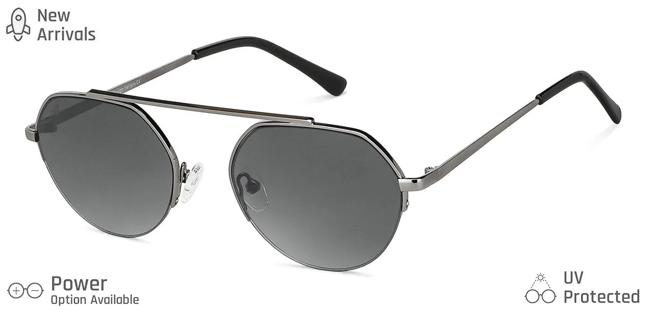 Gunmetal Round Half Rim Unisex Sunglasses by Vincent Chase-148925