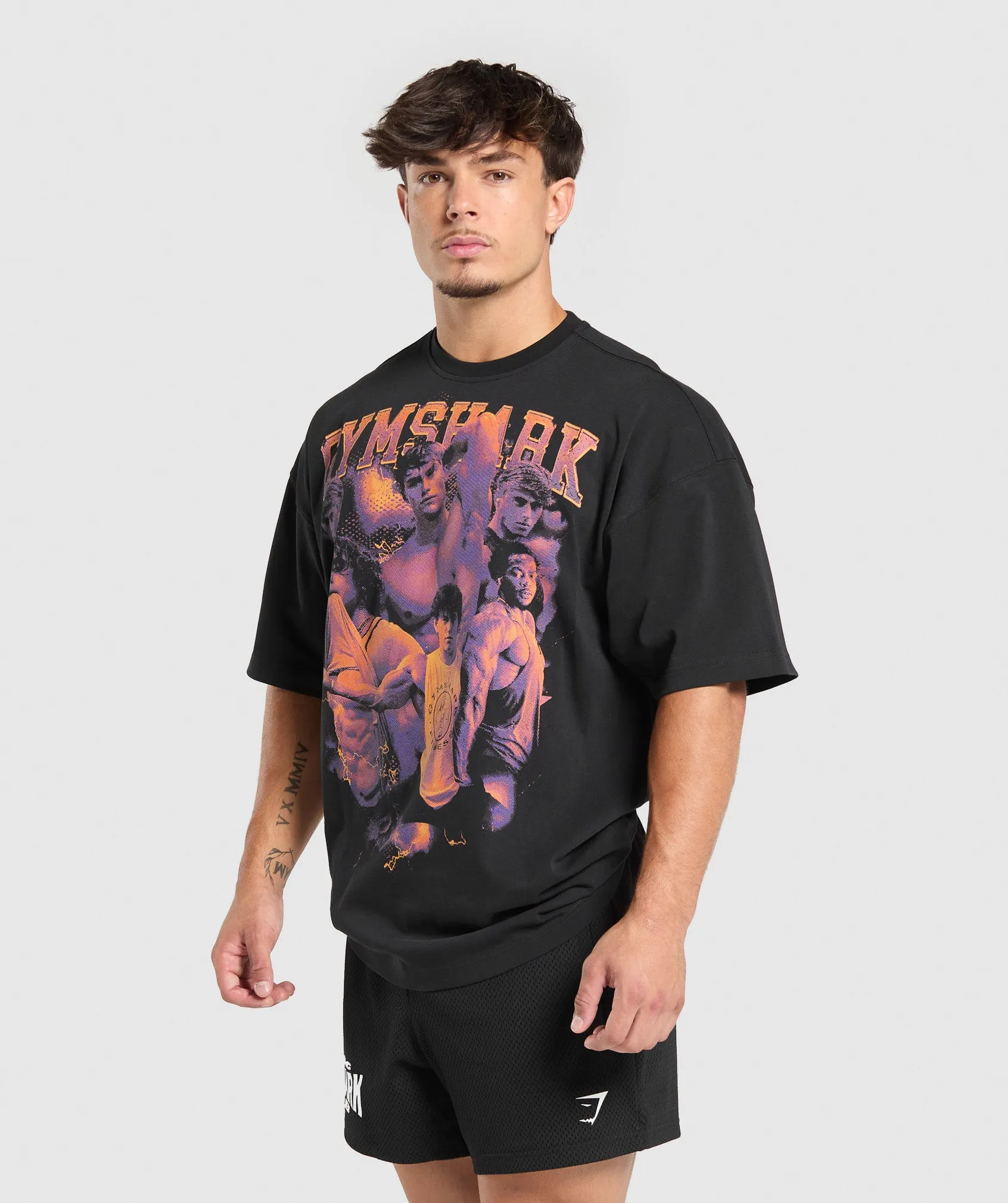 Gymshark Mens Athlete Bootleg Graphic T-Shirt - Black