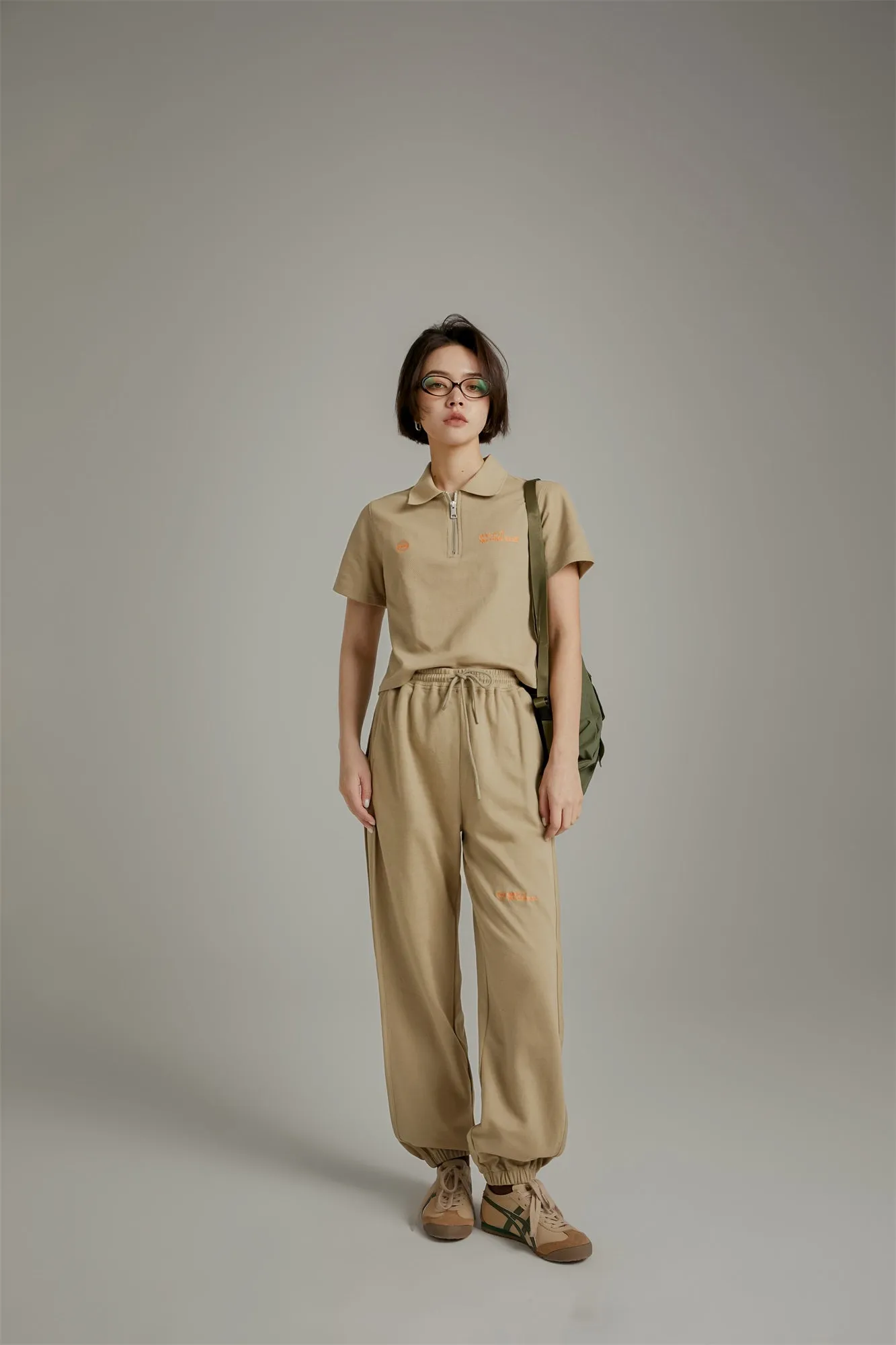 Half-Zip Cropped T-Shirt