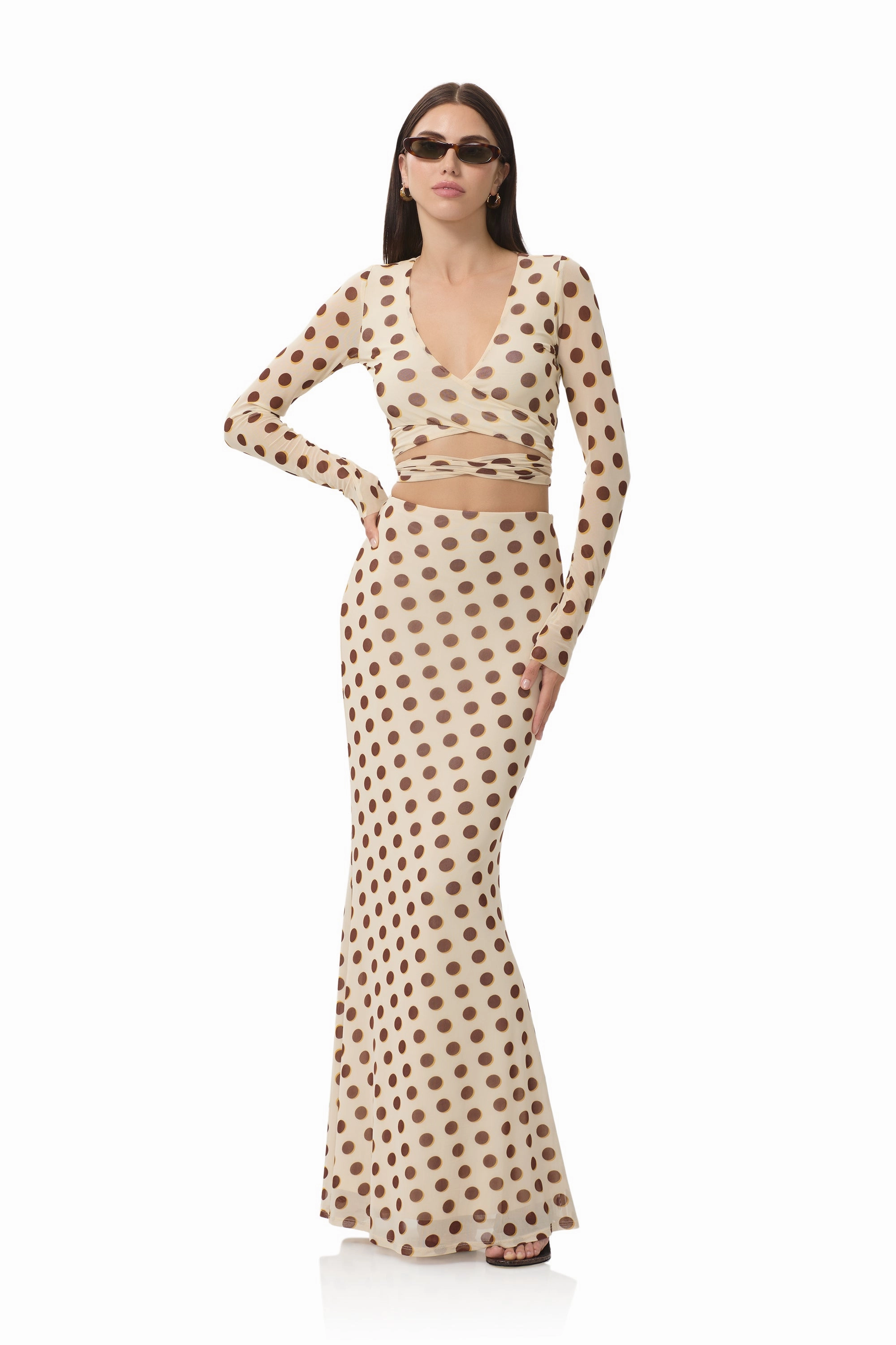WrinkleResistantWeave Low Profile Zipper Closure Halsey Top - Gold Halo Dot