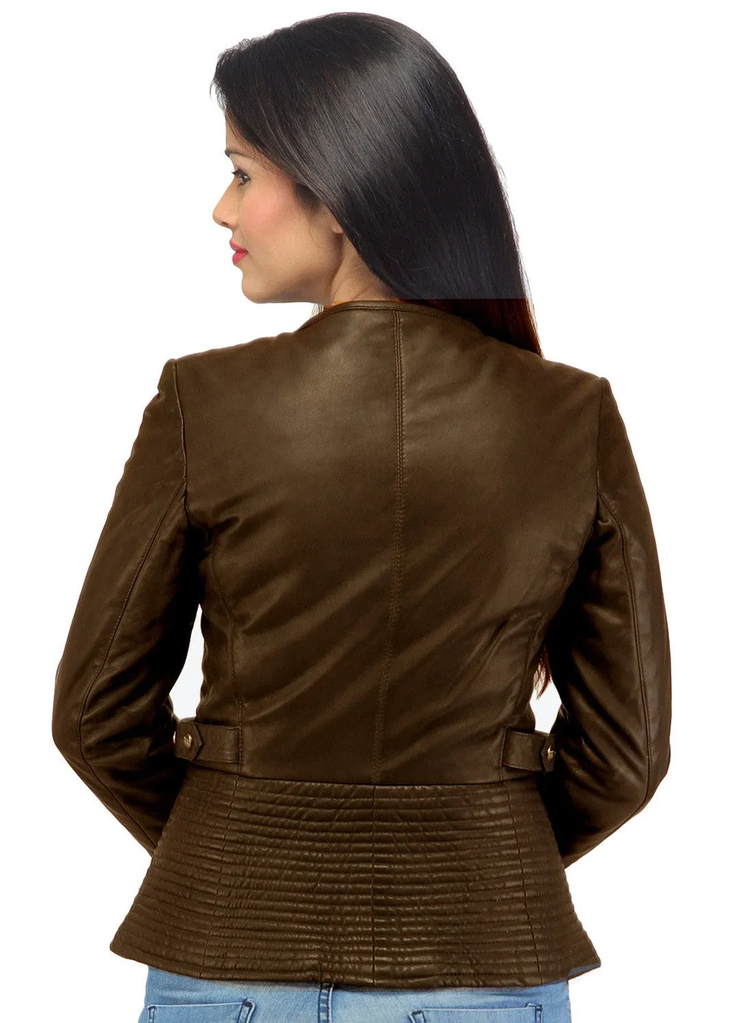 Hand Crafted Leather Multi Quilted Bottom Women Soft Lamb Jacket