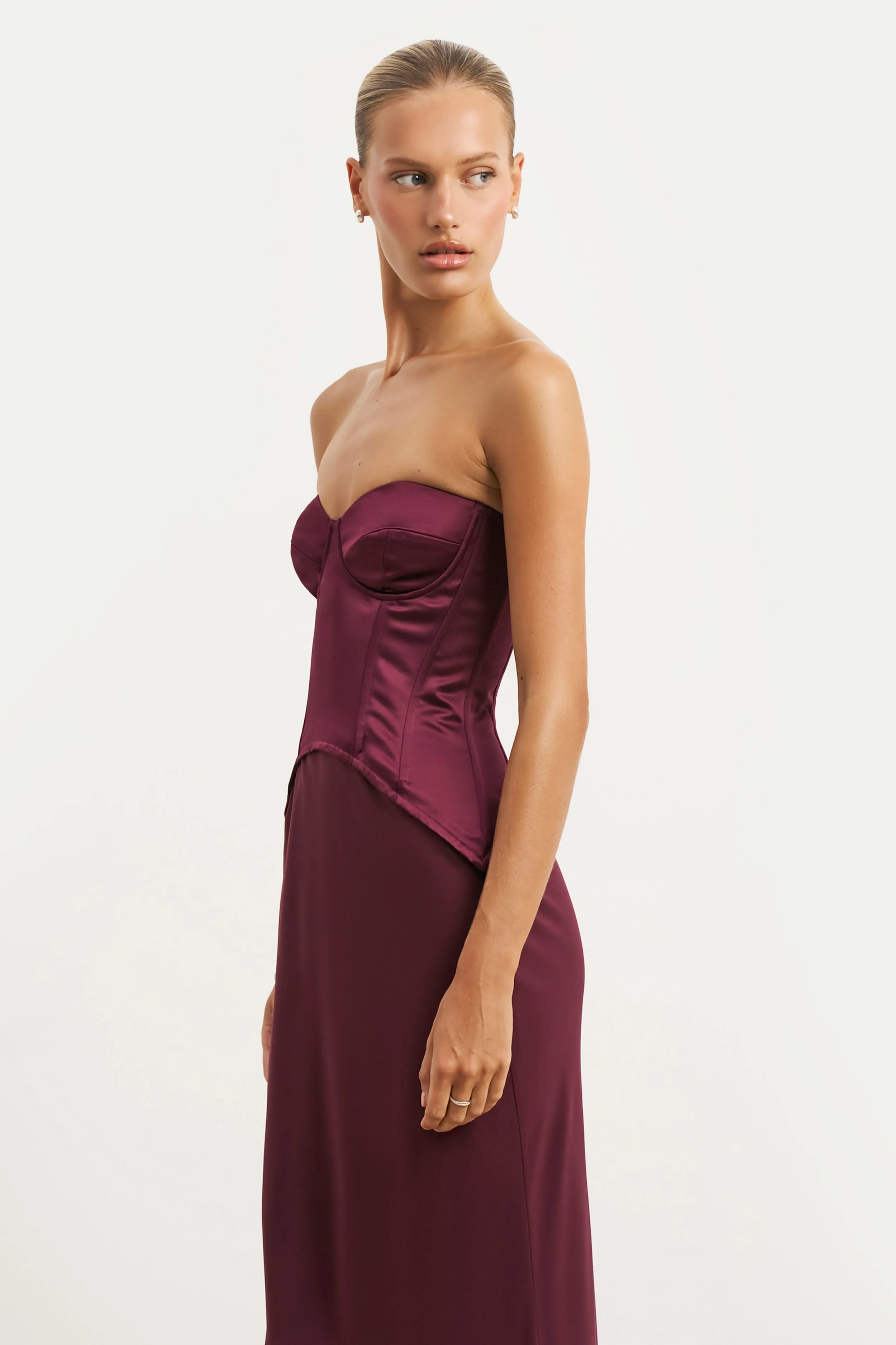 Satin Corset Gown with Sweetheart Neckline - Mulberry Flattering Design Wear Relaxed Design
