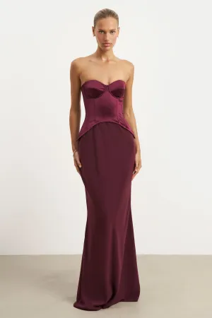 Satin Corset Gown with Sweetheart Neckline - Mulberry Soft Curve