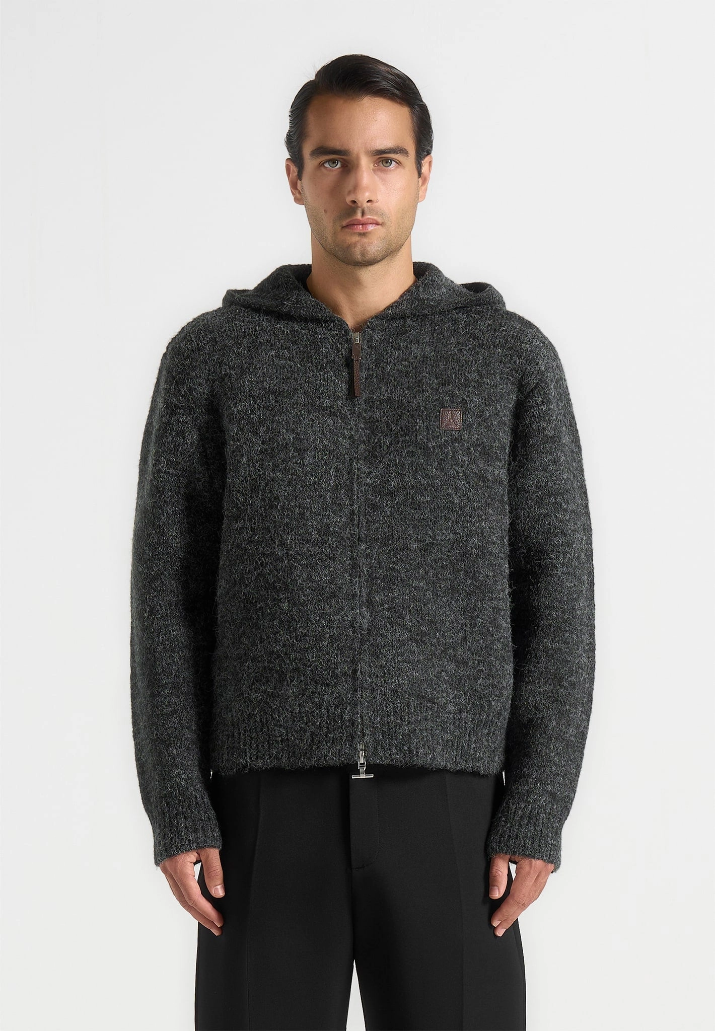 Weekend Comfort Billie - Unisex Brushed Wool Zip Hoodie - Grey