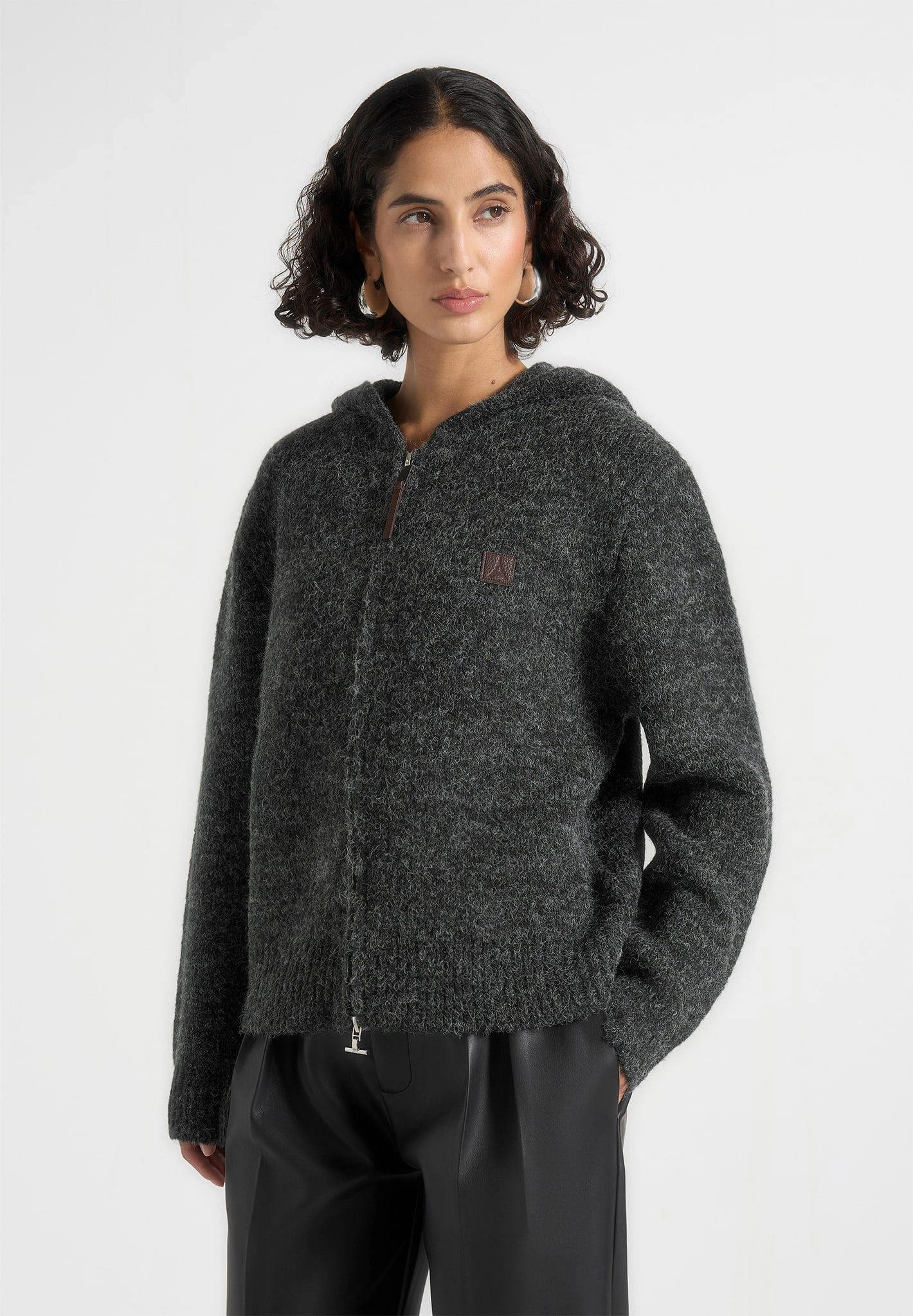 Layer Option Chill Friendly Billie - Unisex Brushed Wool Zip Hoodie - Grey