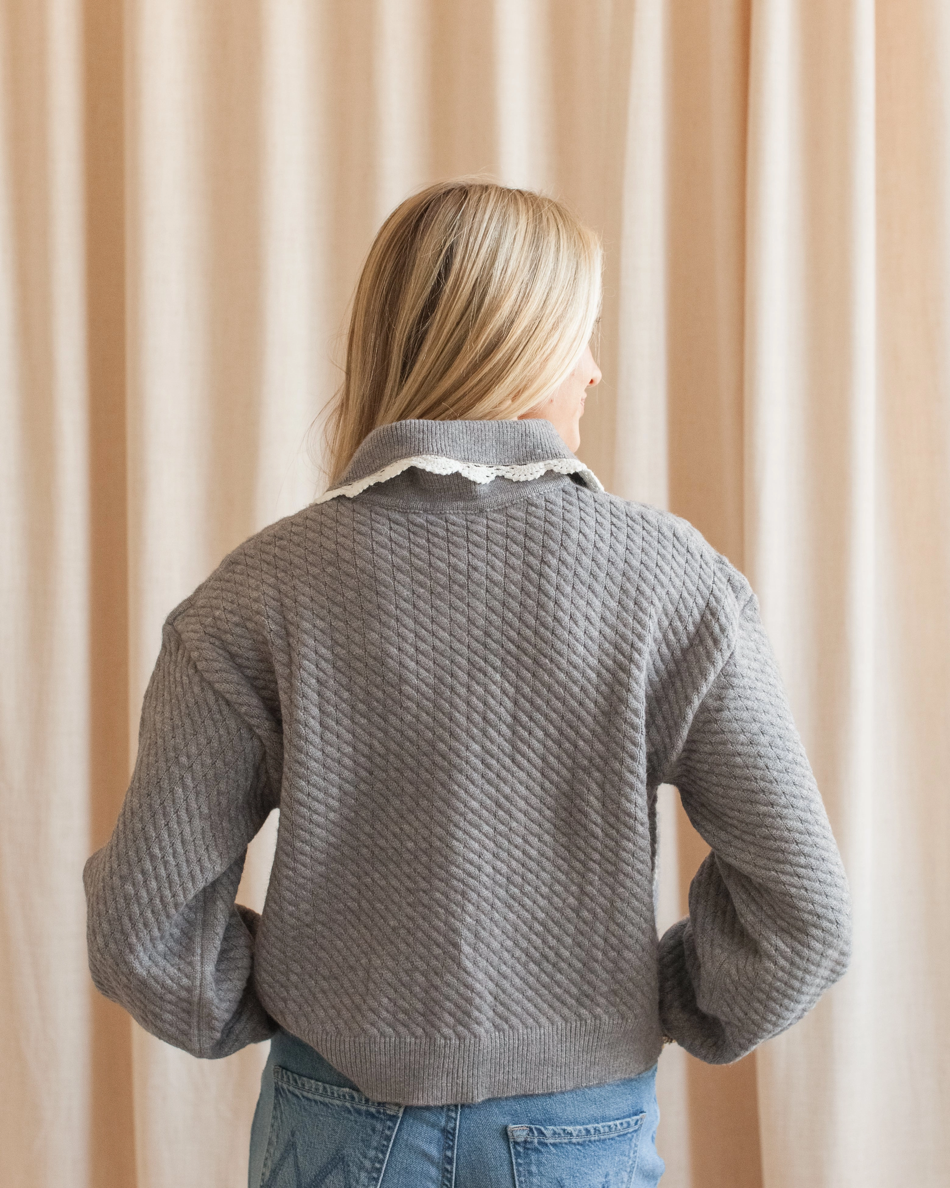 Clean Aesthetic Nina Ribbed Cardigan - Grey