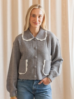 Thermal Air Pocket Nina Ribbed Cardigan - Grey