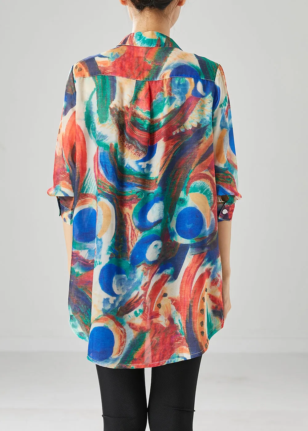 Handmade Blue Tie Dye Cotton Shirts Fall ML2433