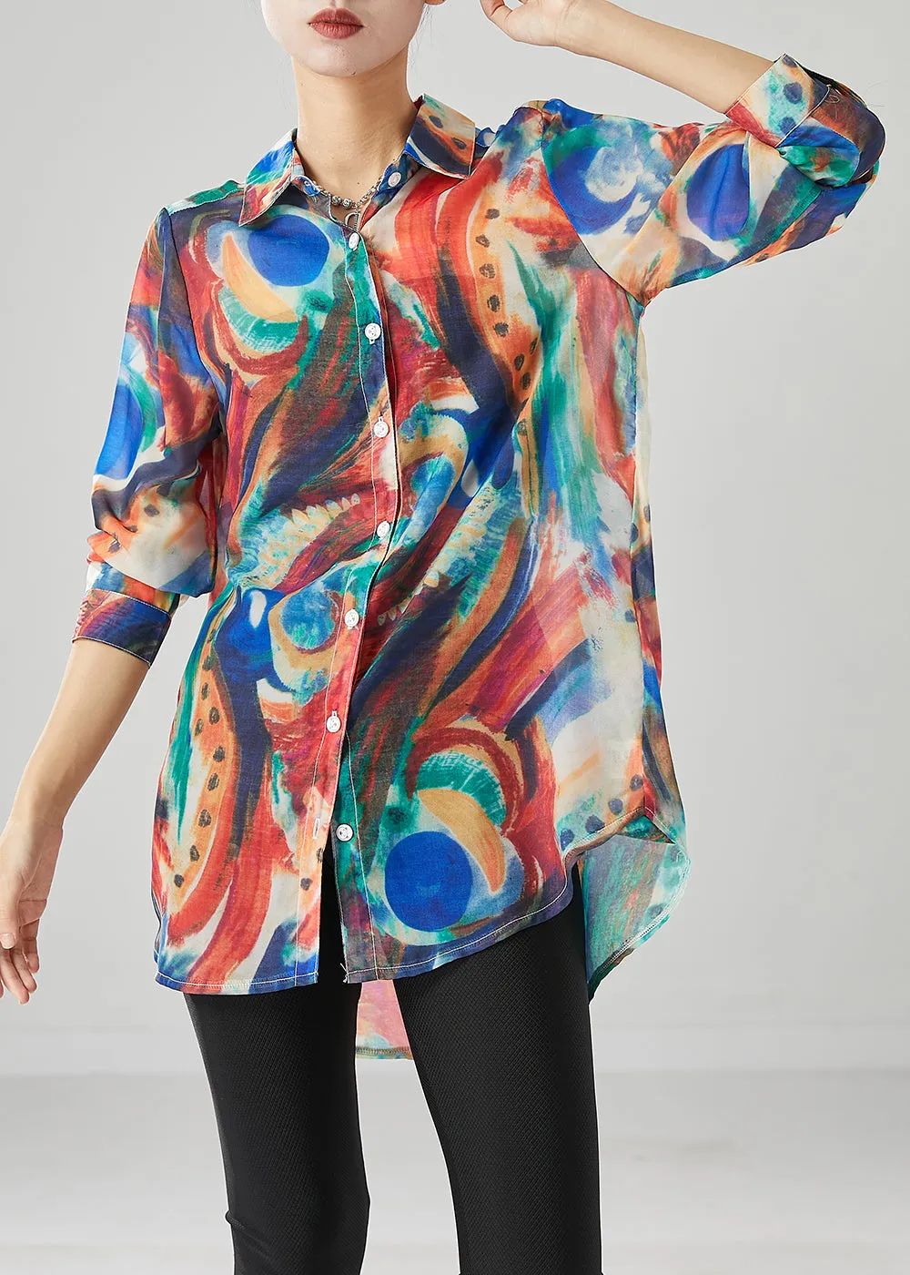 Handmade Blue Tie Dye Cotton Shirts Fall ML2433