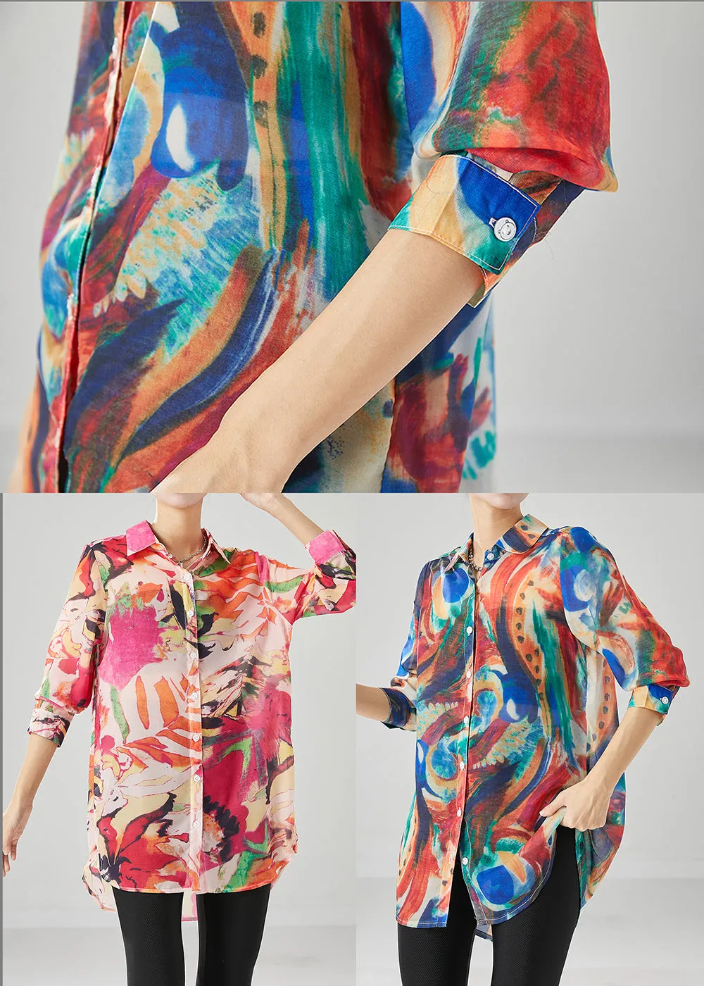 Handmade Blue Tie Dye Cotton Shirts Fall ML2433