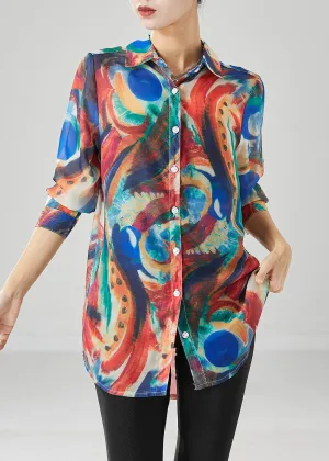 Handmade Blue Tie Dye Cotton Shirts Fall ML2433