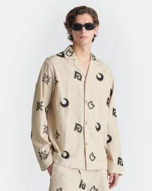 Foldable style Haris - Beaded Shirt - Beige/Black