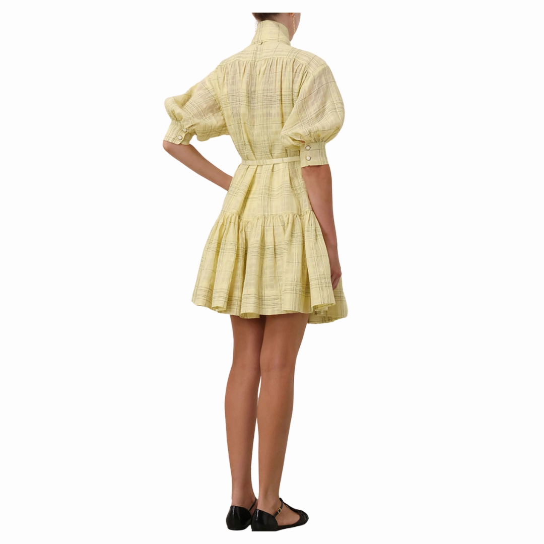 Comfortable Cut Daily Silhouette Harmony Check Mini Dress