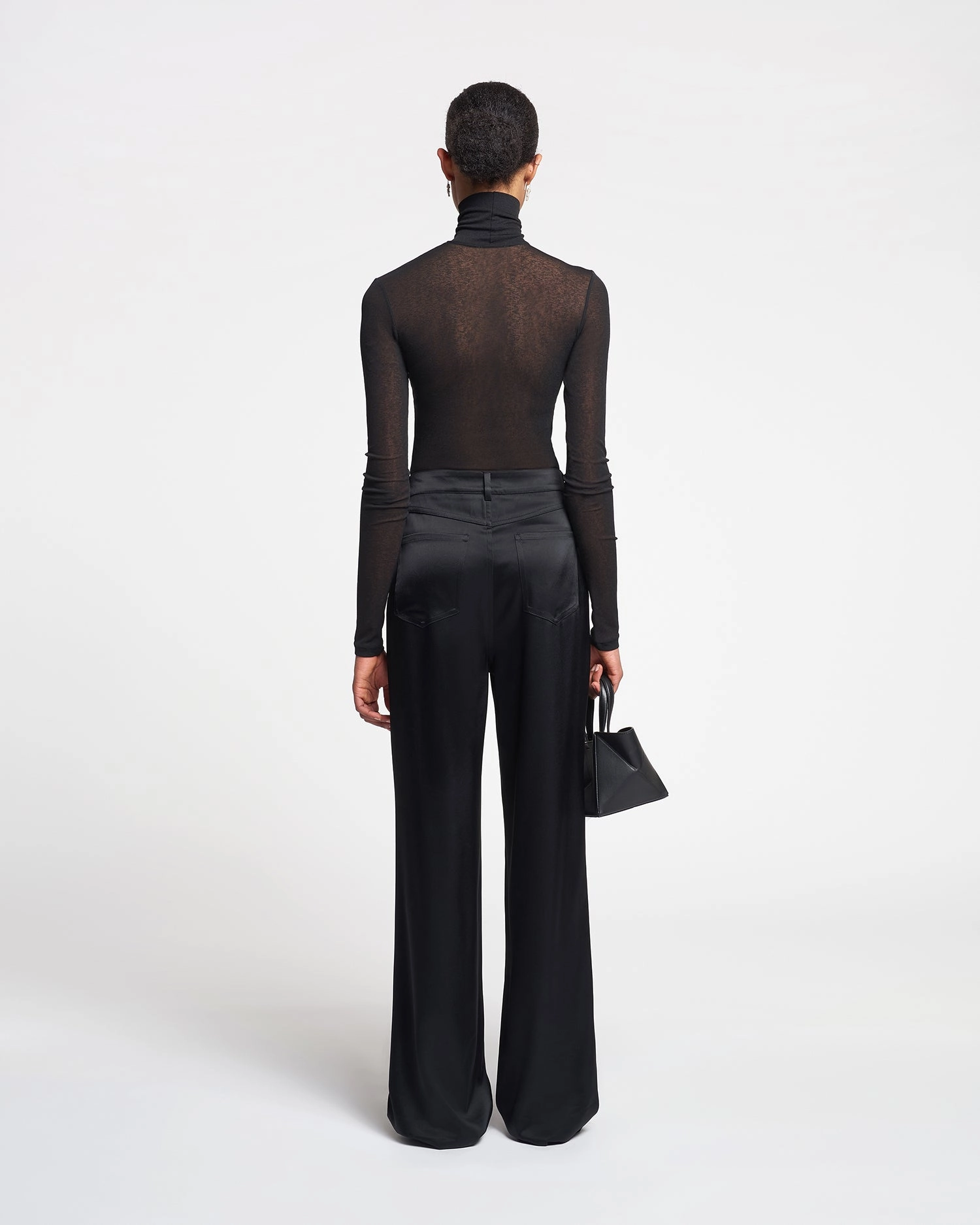 Harri - Mesh-Jersey Turtleneck Top - Black BrushedInnerSurface