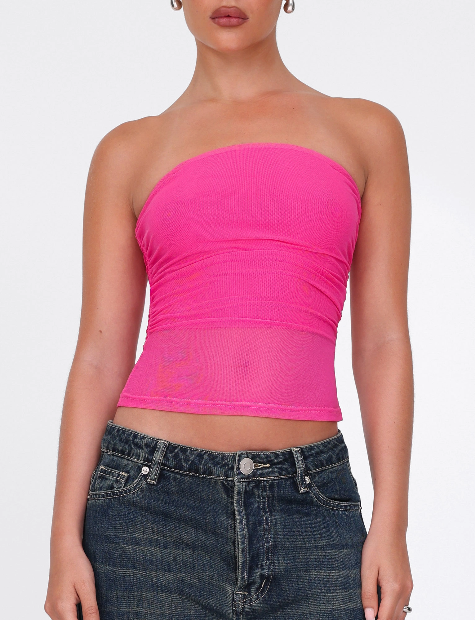 Ventilated Back Panel Flexible Waistband HARRIETT TUBE TOP - PINK : PINK
