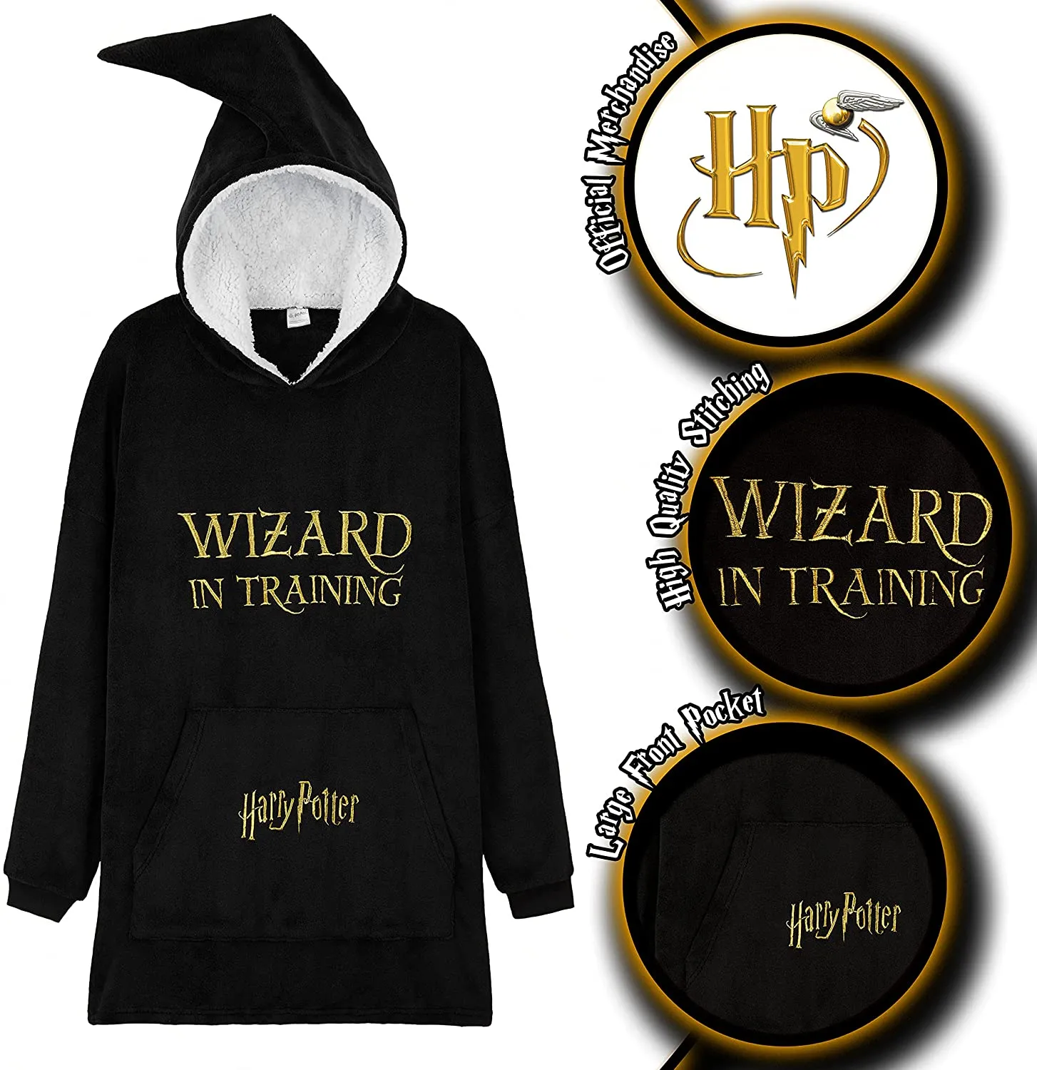 Harry Potter Black Hoodie Blanket Women, Fleece Oversized Sweatshirt