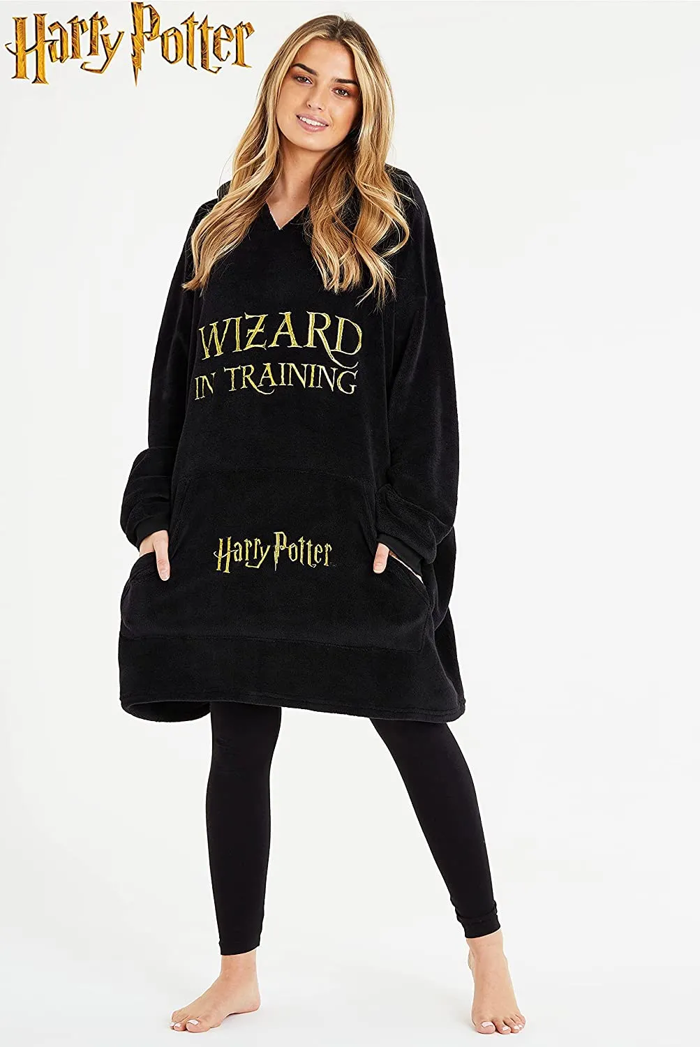 Harry Potter Black Hoodie Blanket Women, Fleece Oversized Sweatshirt