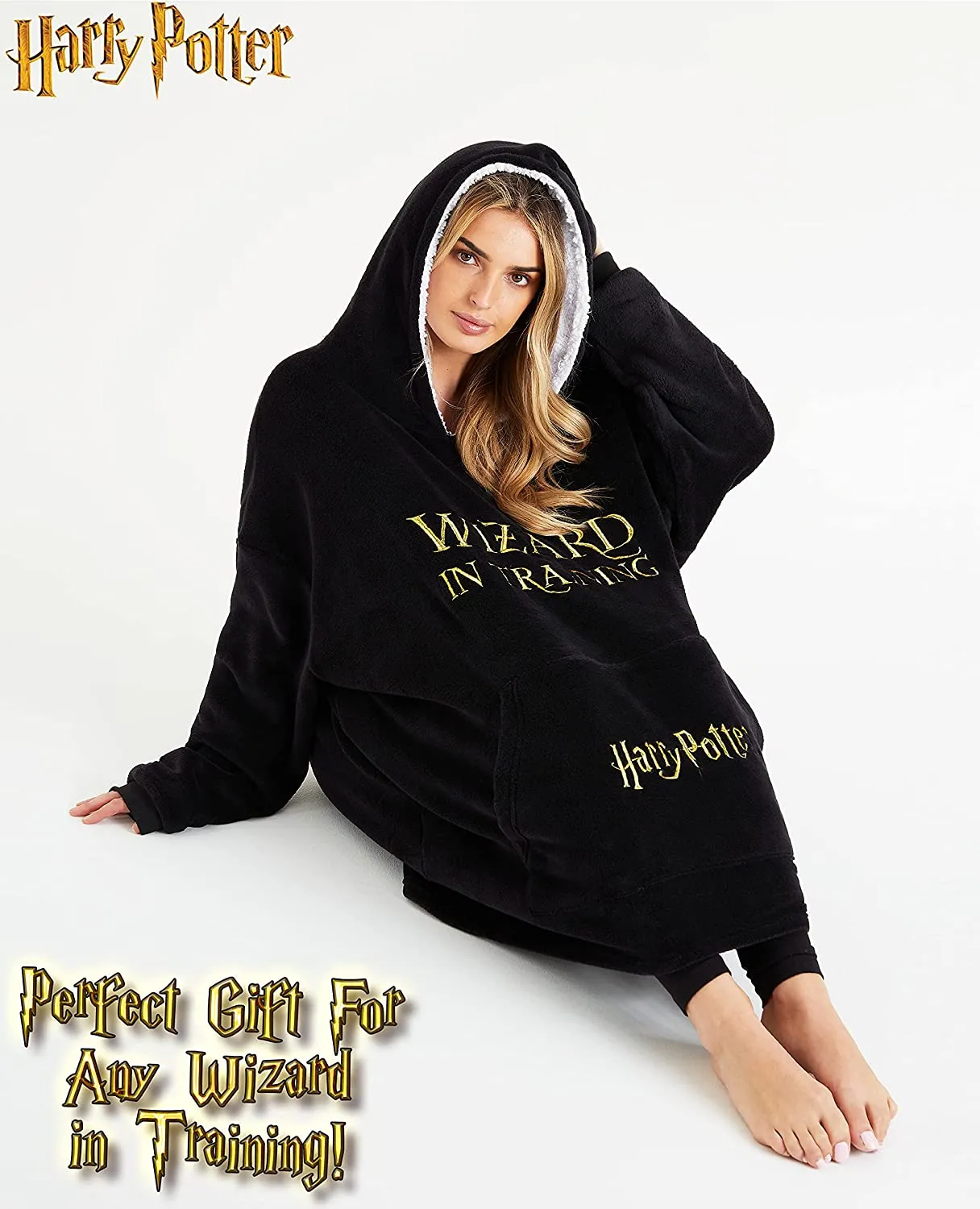 Harry Potter Black Hoodie Blanket Women, Fleece Oversized Sweatshirt