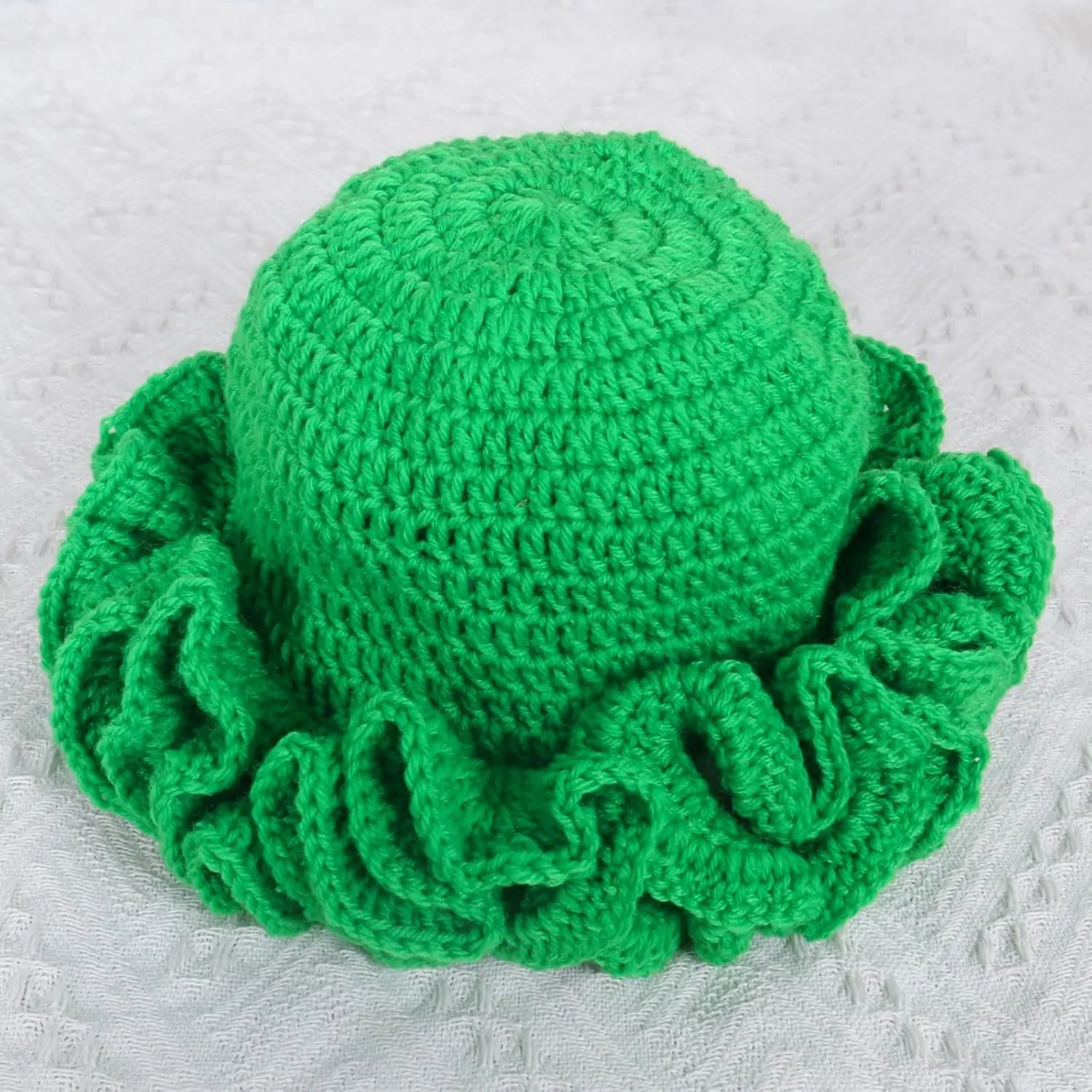 Hat, Adult Crochet Bucket Hat Handmade Ruffled Brim Fisherman
