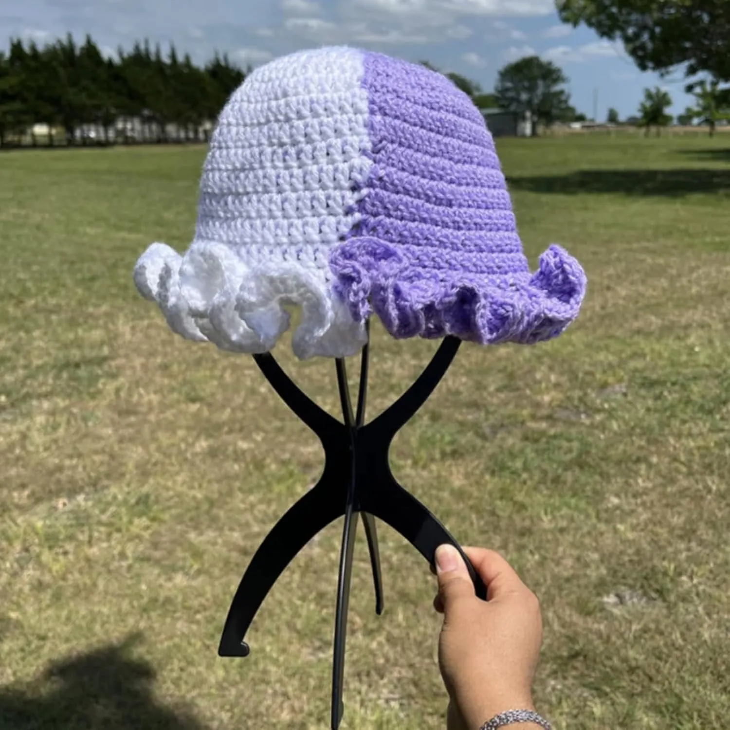 Hat, Adult Crochet Bucket Hat Handmade Ruffled Brim Fisherman
