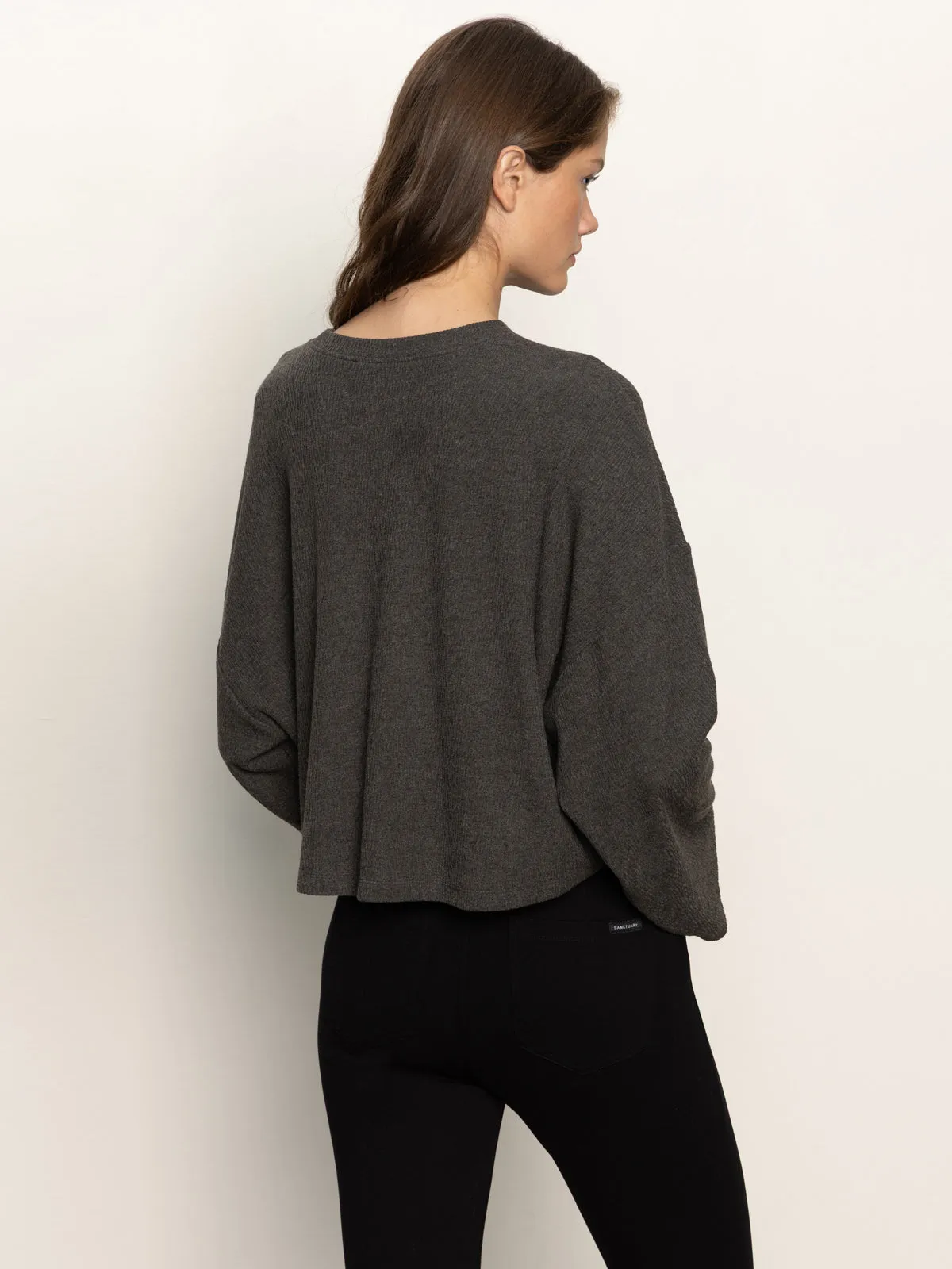 Hearthside Popover Top Heather Ink VintageWashEffect Short Sleeve