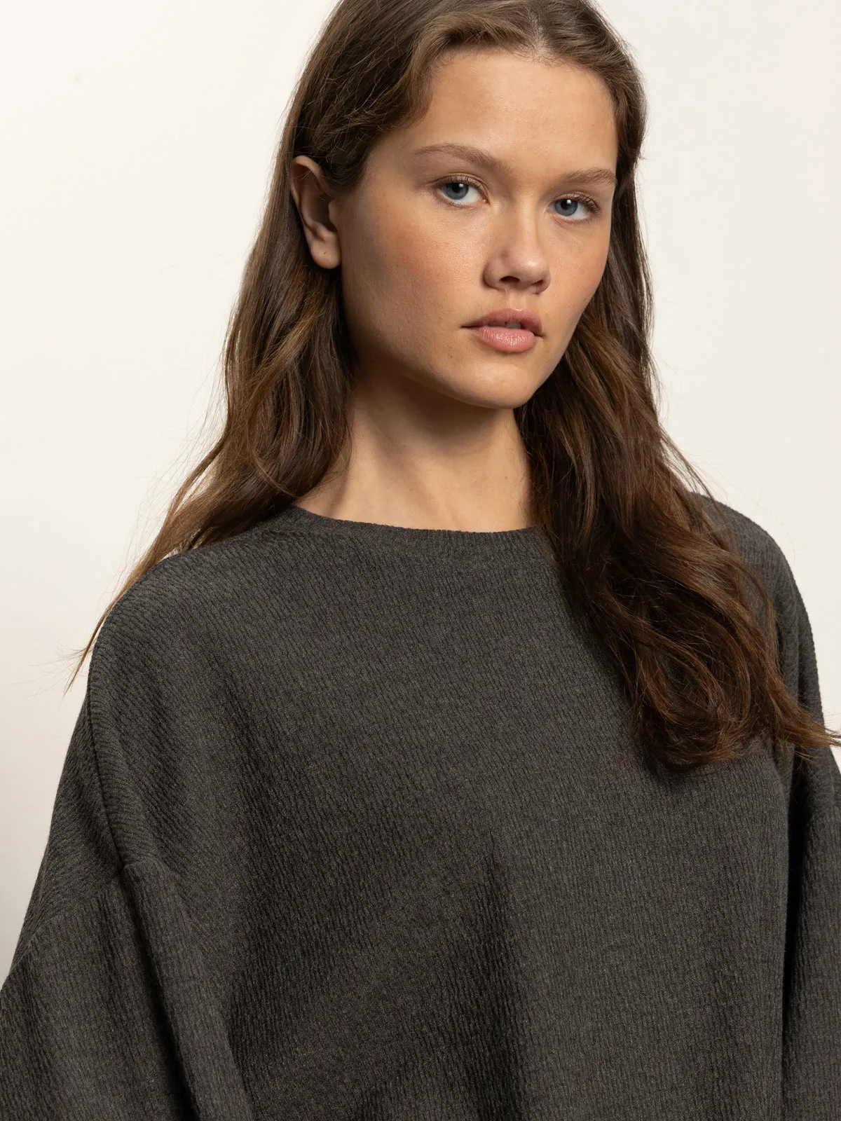 BreathableFabric Soft Wear Hearthside Popover Top Heather Ink