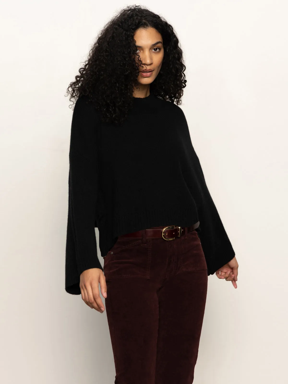 Breathable mesh AthleisureInspired Forever Wool Cashmere Popover Black