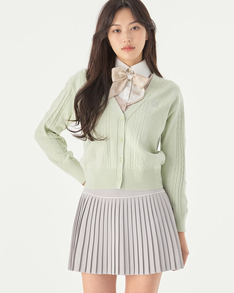 QuickDry Texture Thermal Insulation Core Double color v-neck cardigan - Green