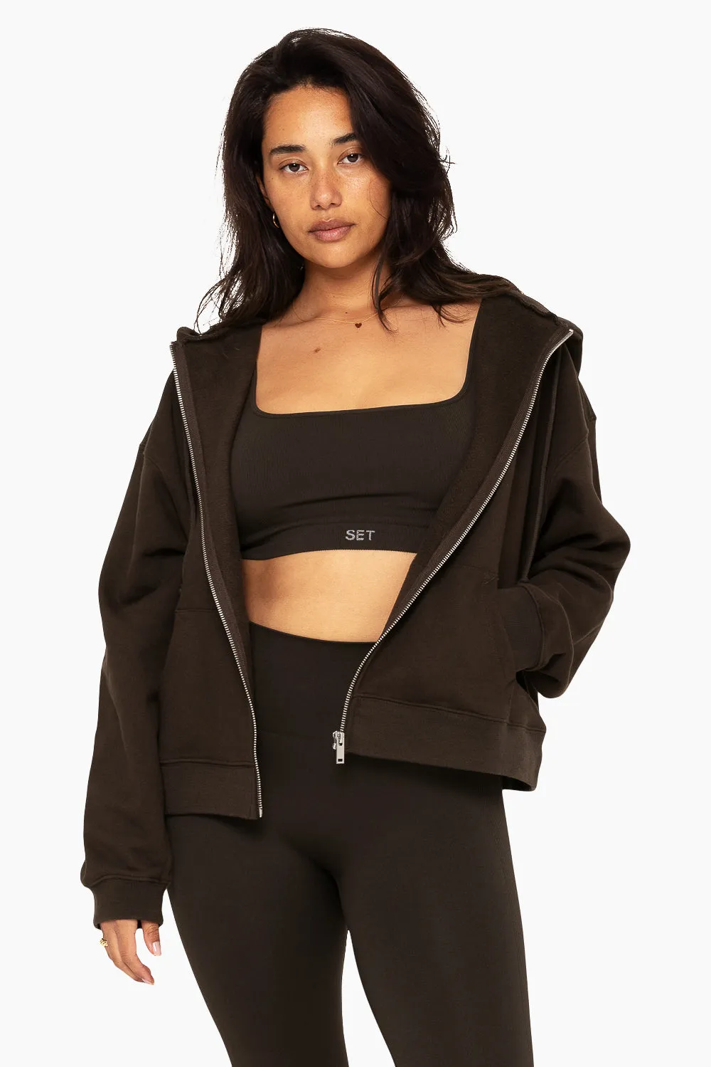 HEAVYWEIGHT SWEATS ZIP HOODIE - ESPRESSO
