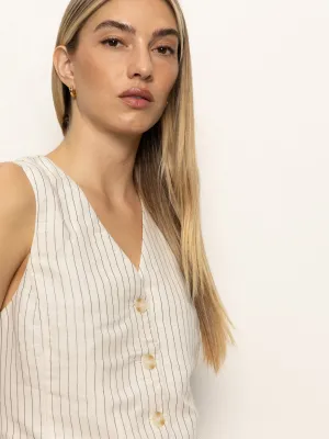EcoConscious Processing Classic Style Trend Relaxed Modern Vest Natural Metallic Stripe