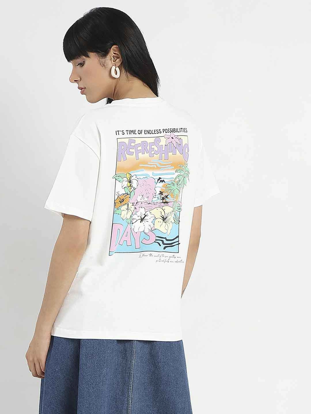 Madame Graphic Printed Round Neck White Sinker T-Shirt Quick Fit Performance