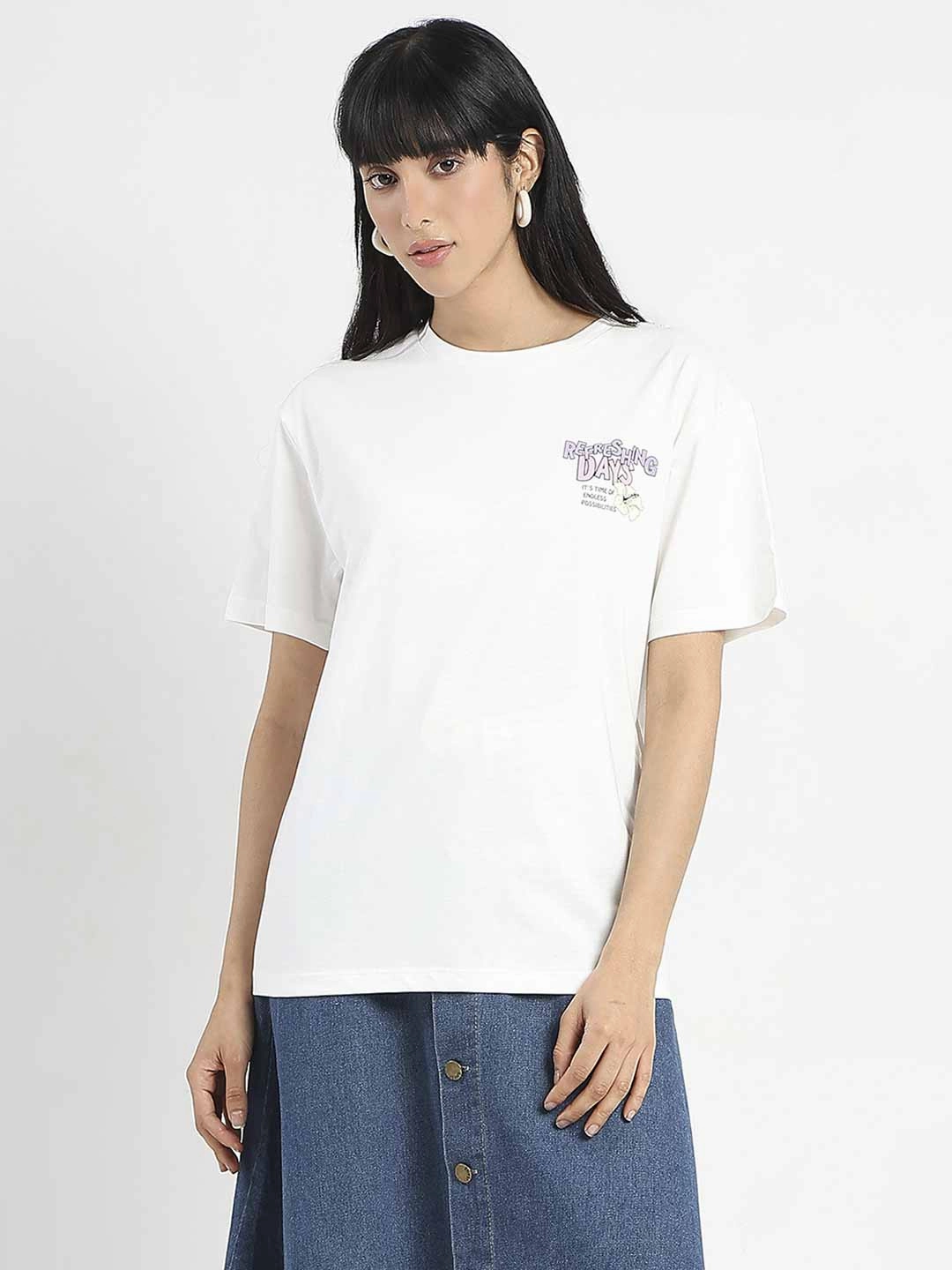 Chill Style UVProtectionFinish Madame Graphic Printed Round Neck White Sinker T-Shirt