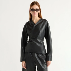 Sarit Vegan Leather Wrap Top Professional Cut BrushedInnerLining