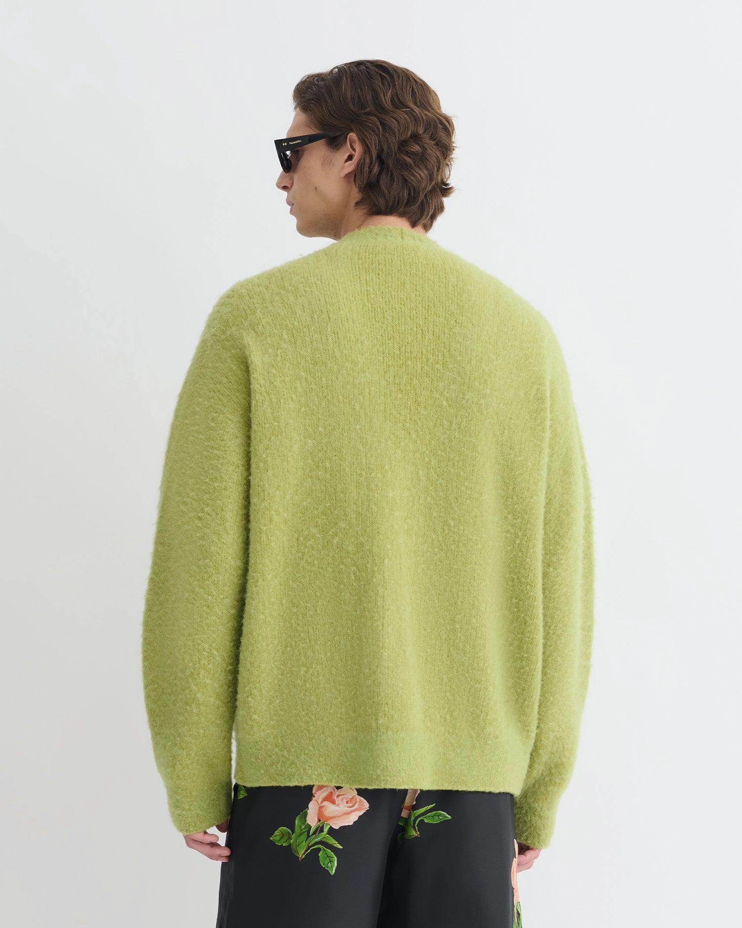 Rolled Cuffs Henri - Brushed Alpaca Cardigan - Green