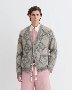 Casual Wear Antibacterial Treatment Henri - Brushed Alpaca Cardigan - Symbol Tile Oat