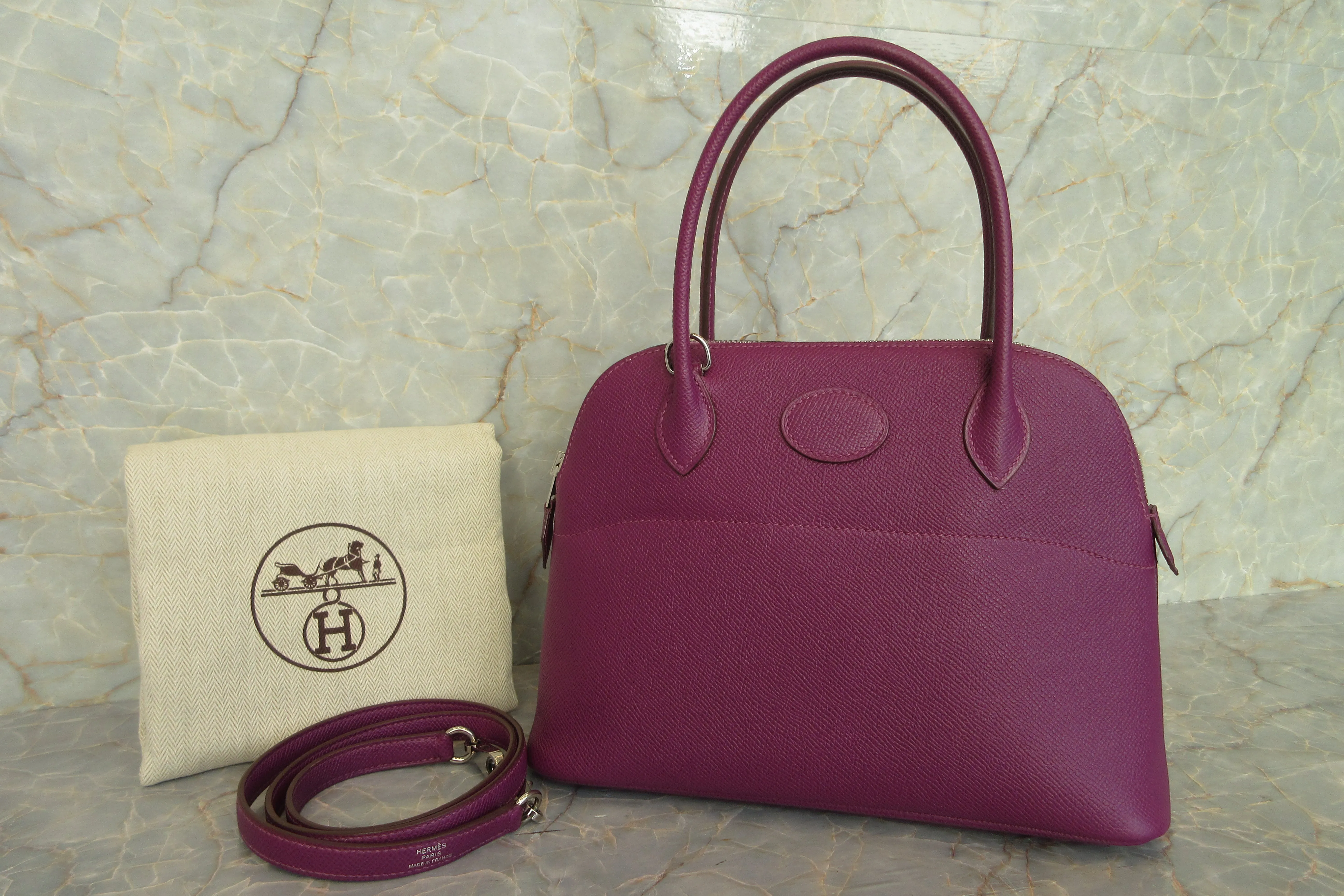 HERMES／エルメス ボリード27 ヴォーエプソン アネモネ □R刻印 ショルダーバッグ 600120037