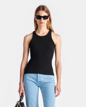 Summer Polo Comfy Style Herve - Ribbed-Jersey Tank Top - Black