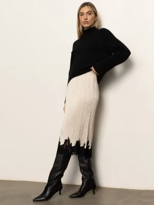 Evermore Pleated Midi Skirt Light Oat Fresh Fit