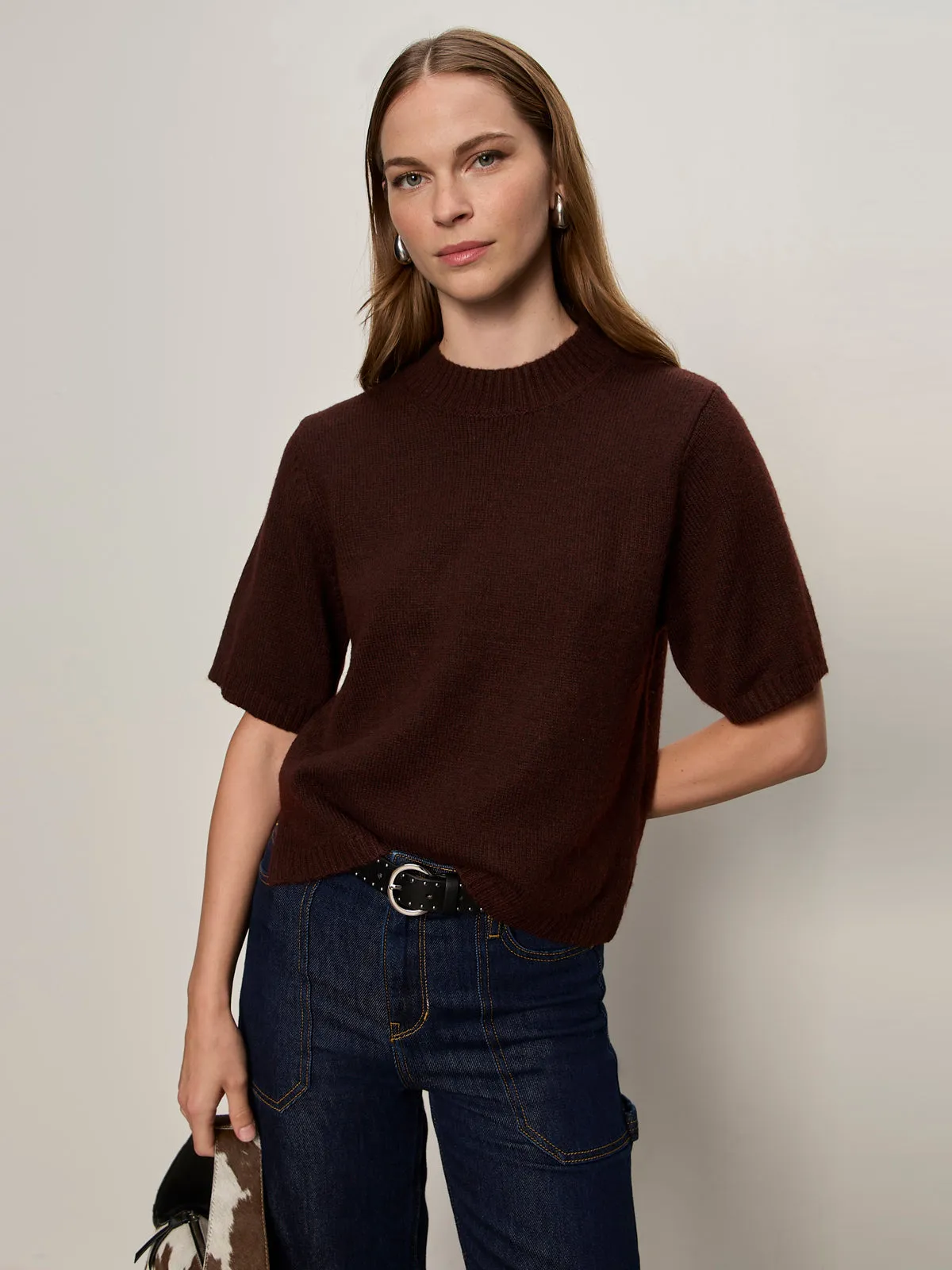 SnagProof Sporty Top Perfect Sweater Tee Dark Crimson