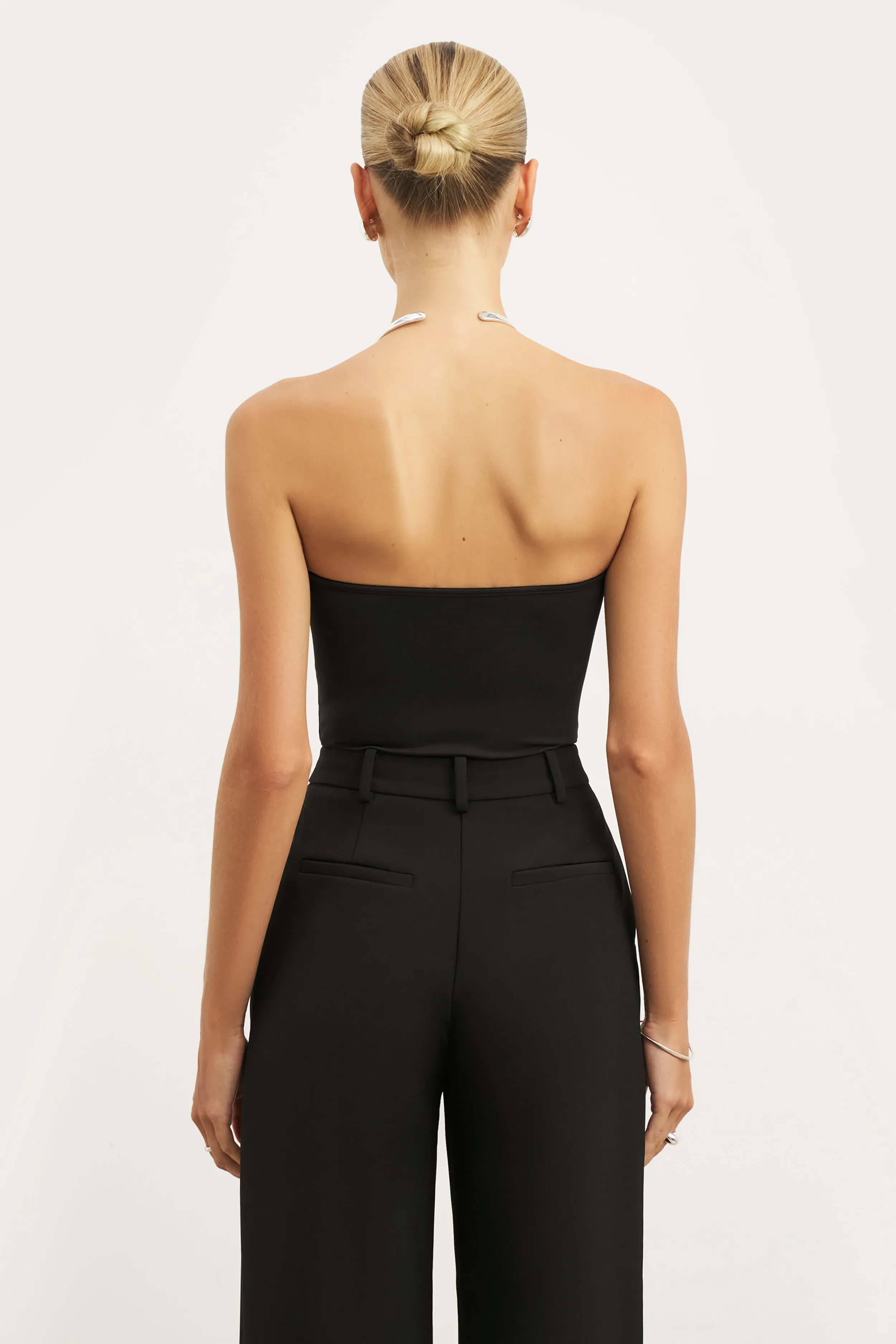 Torsion Support Structure Thermal Regulation System Strapless Bandeau Bodysuit - Black
