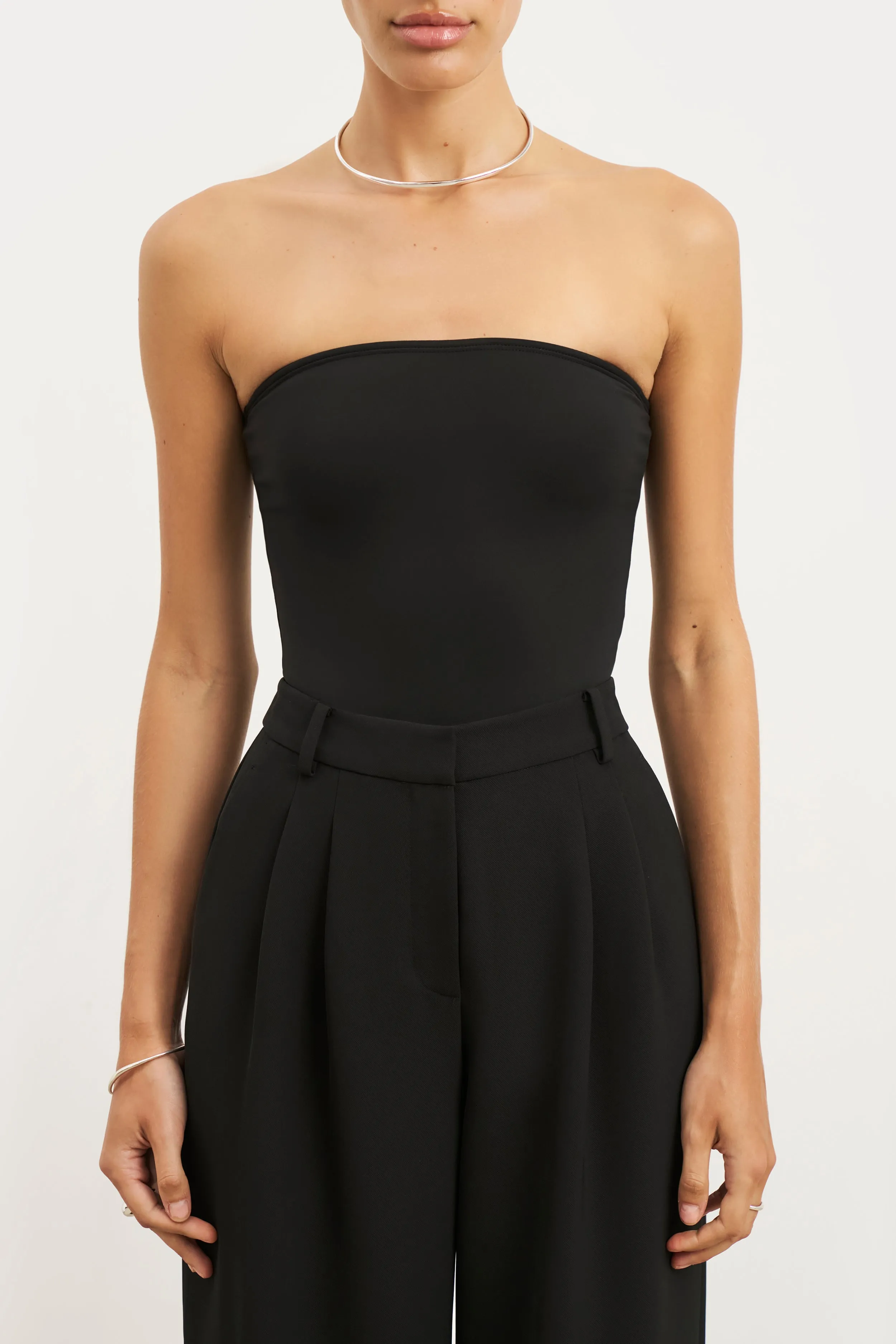 HiddenPocket Strapless Bandeau Bodysuit - Black
