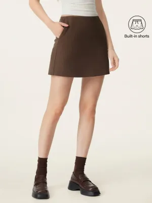 Mid Rise Pull-on A-line Skirt with Pockets All Season Fit