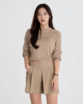 Hidden Culottes Short Pants - Beige Ventilated Panels