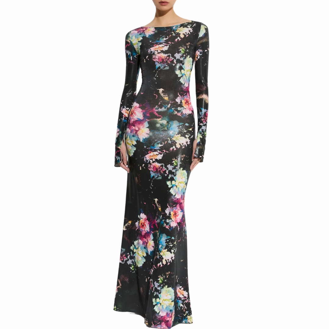 Jersey Floral Gown Luxurious Texture Smooth Vibes