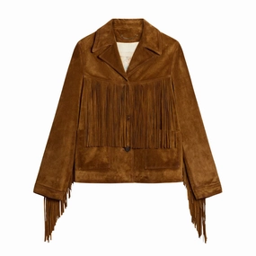 NonRestrictive Movement Design Layered Insulation Suede Fringe Jacket