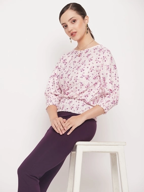 Madame Pink Elasticated Waist Cotton Floral Top Bold Design UltraSoftInterior