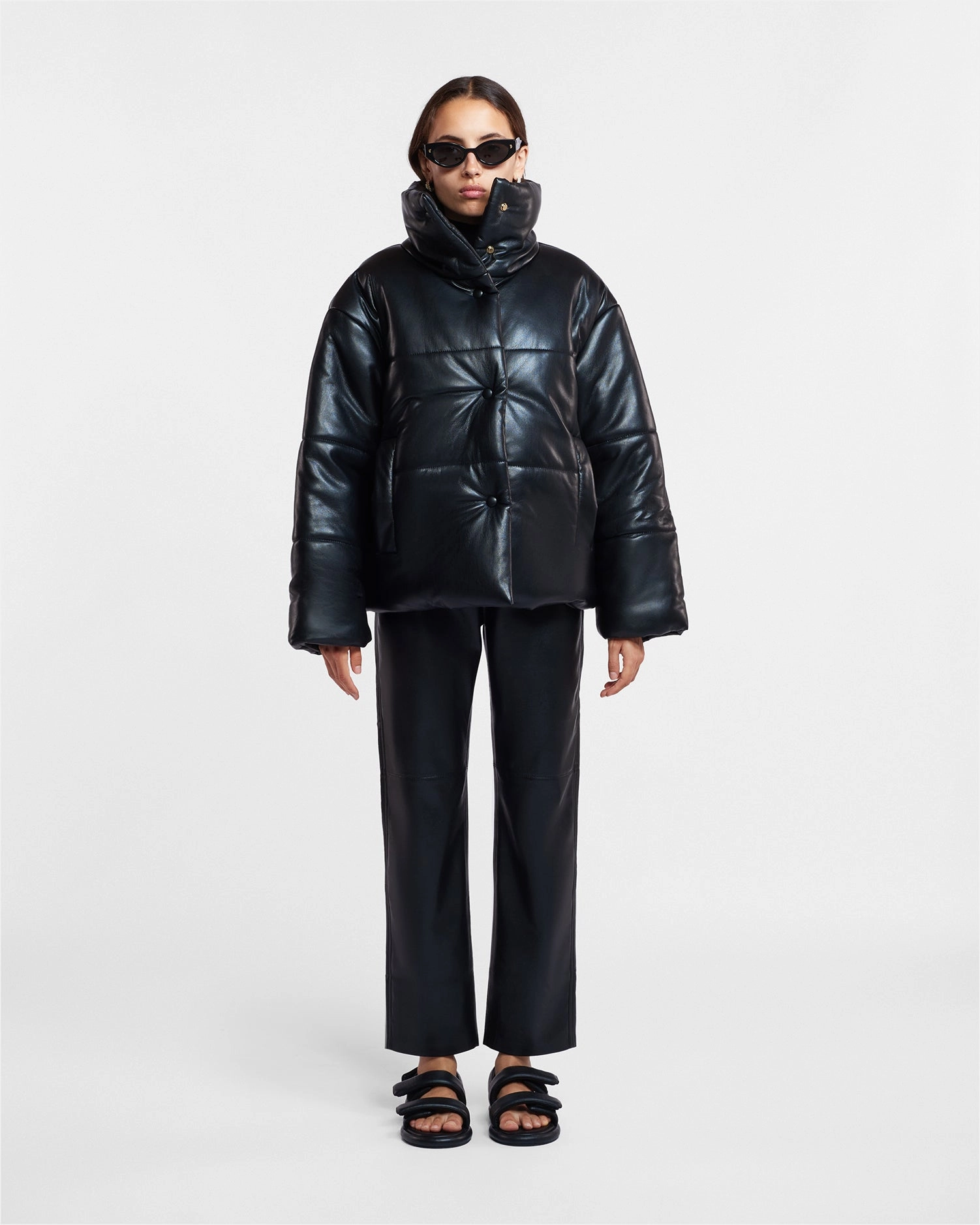 Athletic Motion Hide - Okobor? Alt-Leather Puffer Jacket - Black