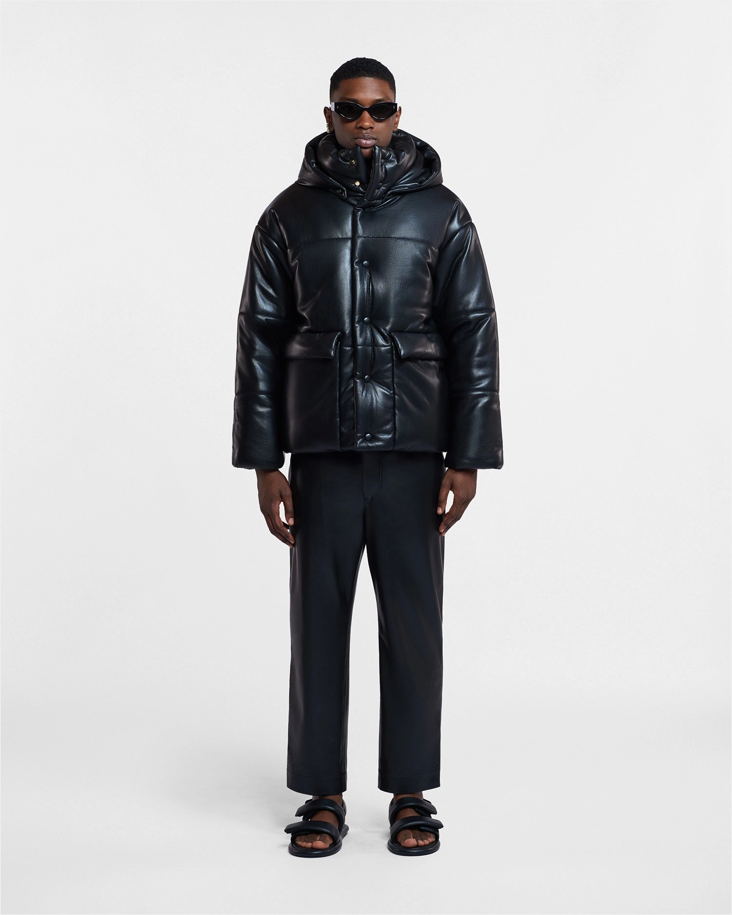 Hide Mens - Okobor? Alt-Leather Hooded Puffer - Black ideal for activities